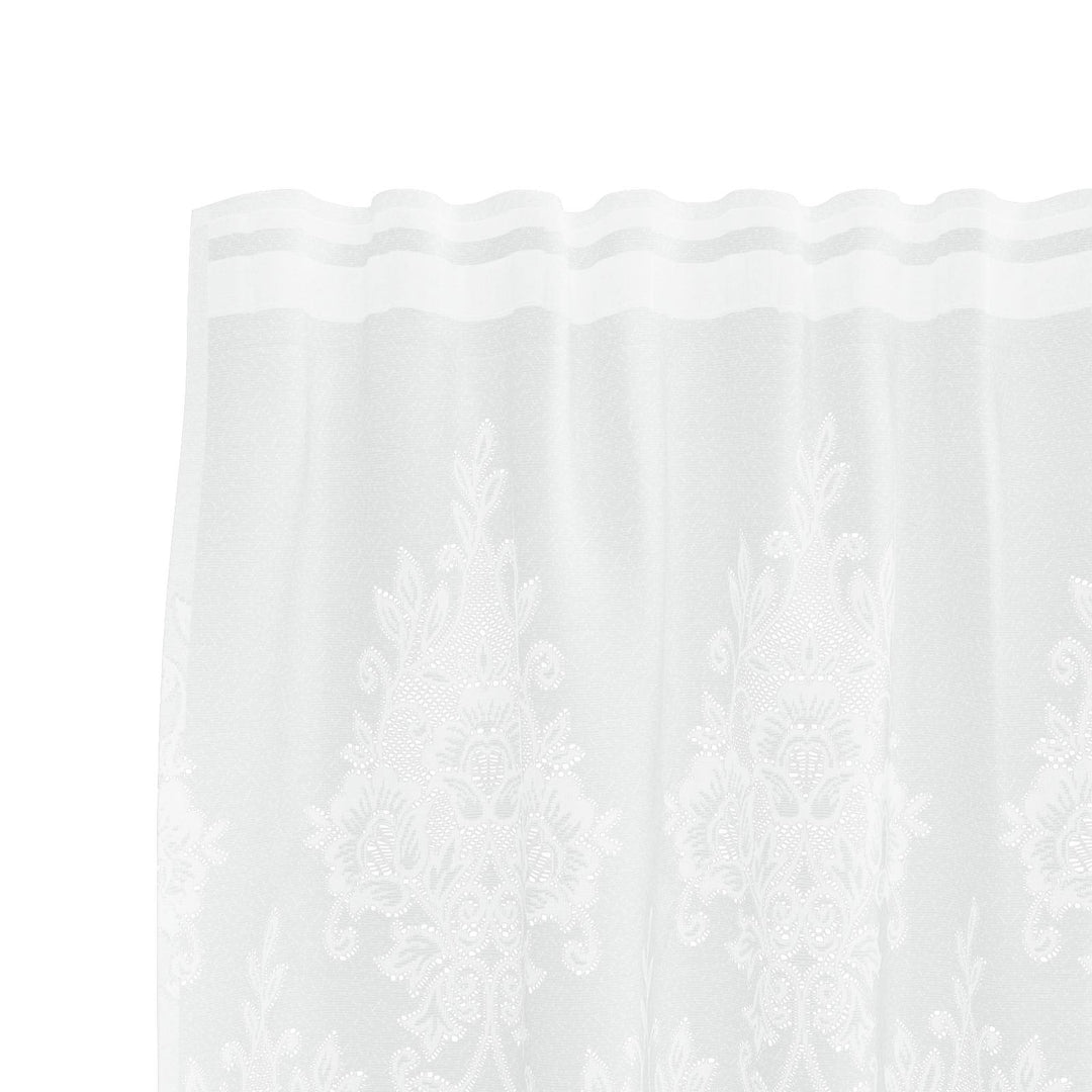Lace Gardin med gardiner Blomstret Hvid 180 x 600 cm Polyester