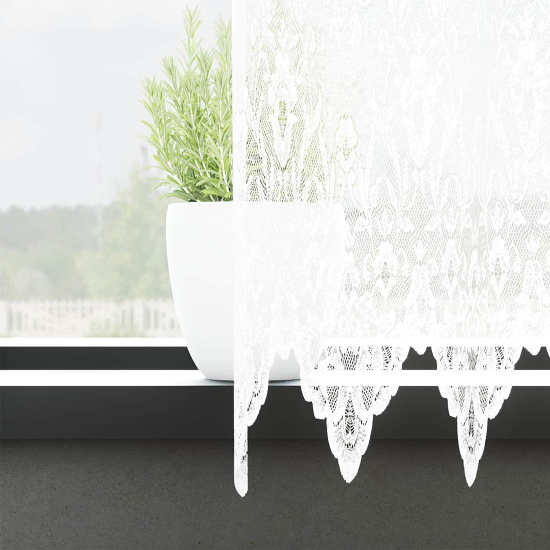 Lace Gardin med gardiner Blomstret Hvid 180 x 600 cm Polyester