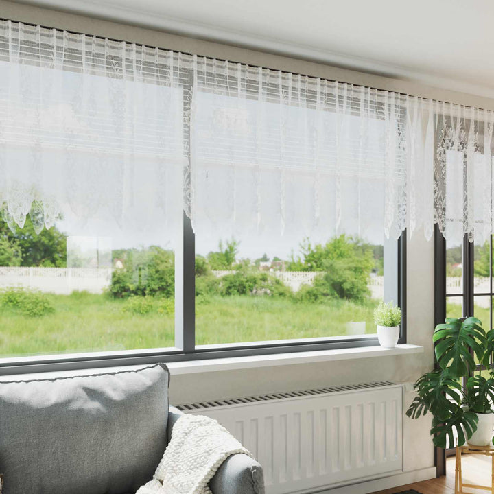 Lace Gardin med gardiner Blomstret Hvid 120 x 1200 cm Polyester