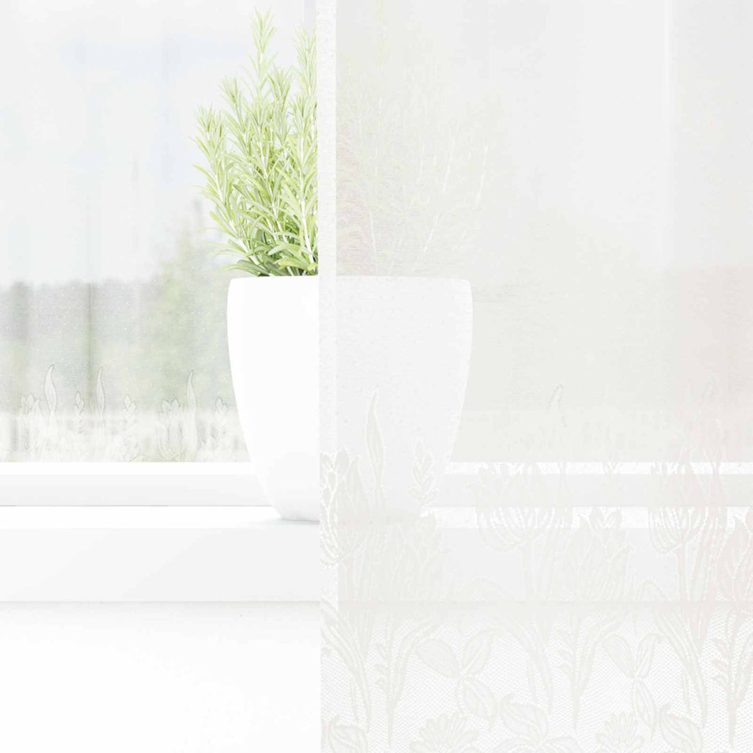 Lace Gardin med gardiner Blomstret Hvid 240 x 200 cm Polyester