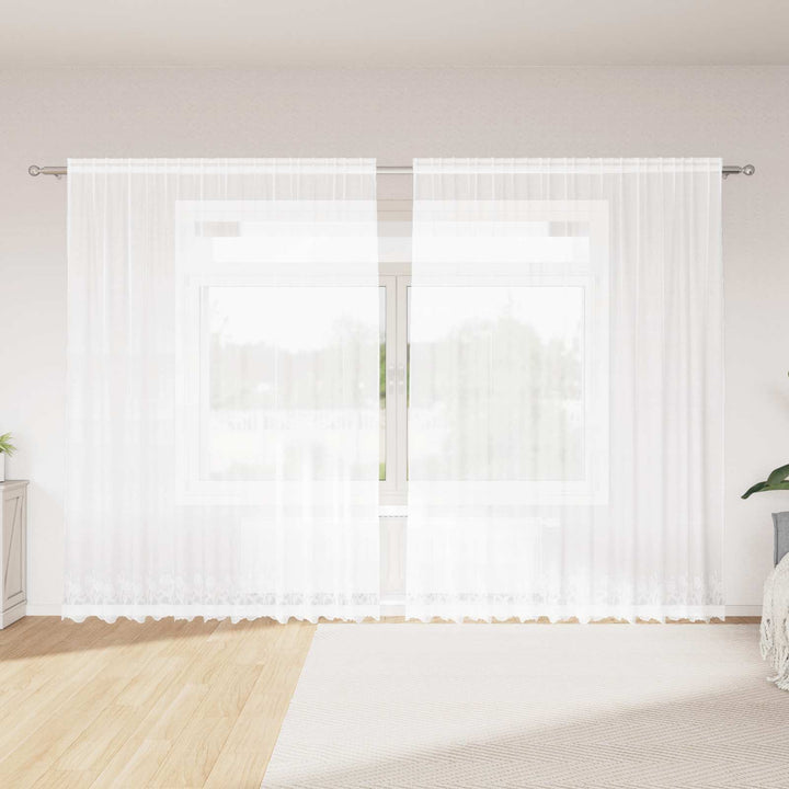 Lace Gardin med gardiner Hvid 300 x 245 cm Polyester