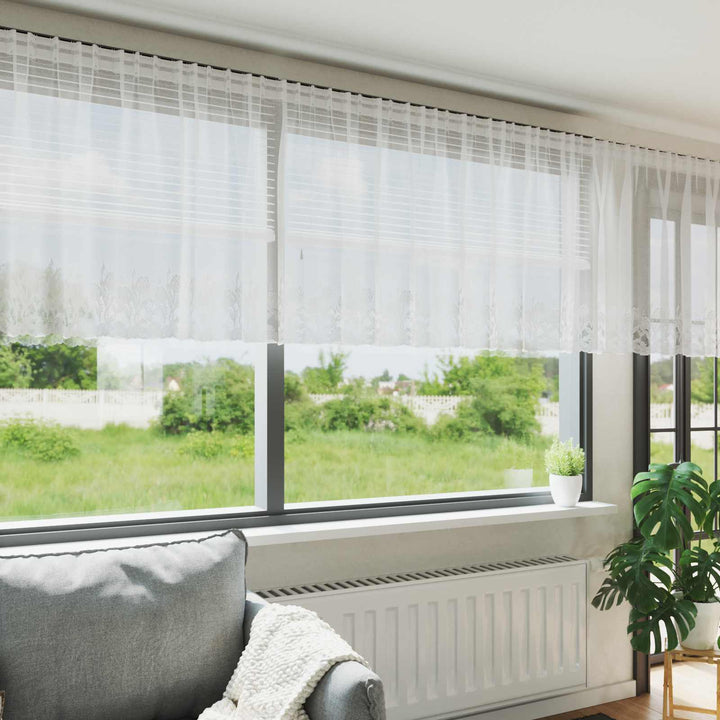 Lace Gardin med gardiner Blomstret Hvid 80 x 1200 cm Polyester
