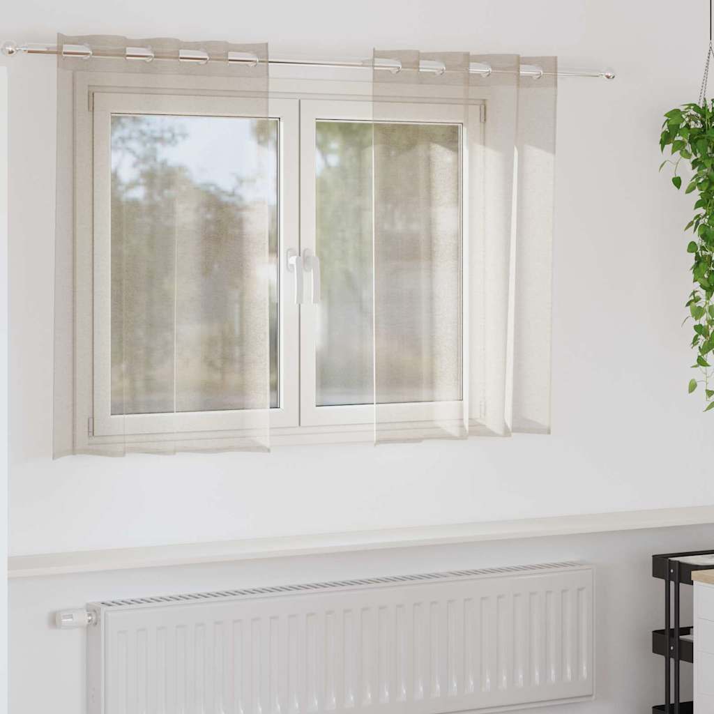 Voile Gardin 2 pcs Sandfarvet 140 x 140 cm Polyester