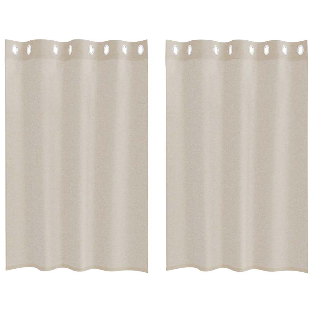 Voile Gardin 2 pcs Sandfarvet 140 x 140 cm Polyester