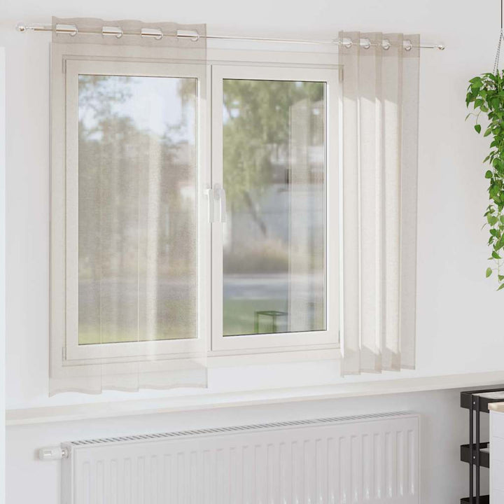 Voile Gardin 2 pcs Sandfarvet 175 x 140 cm Polyester