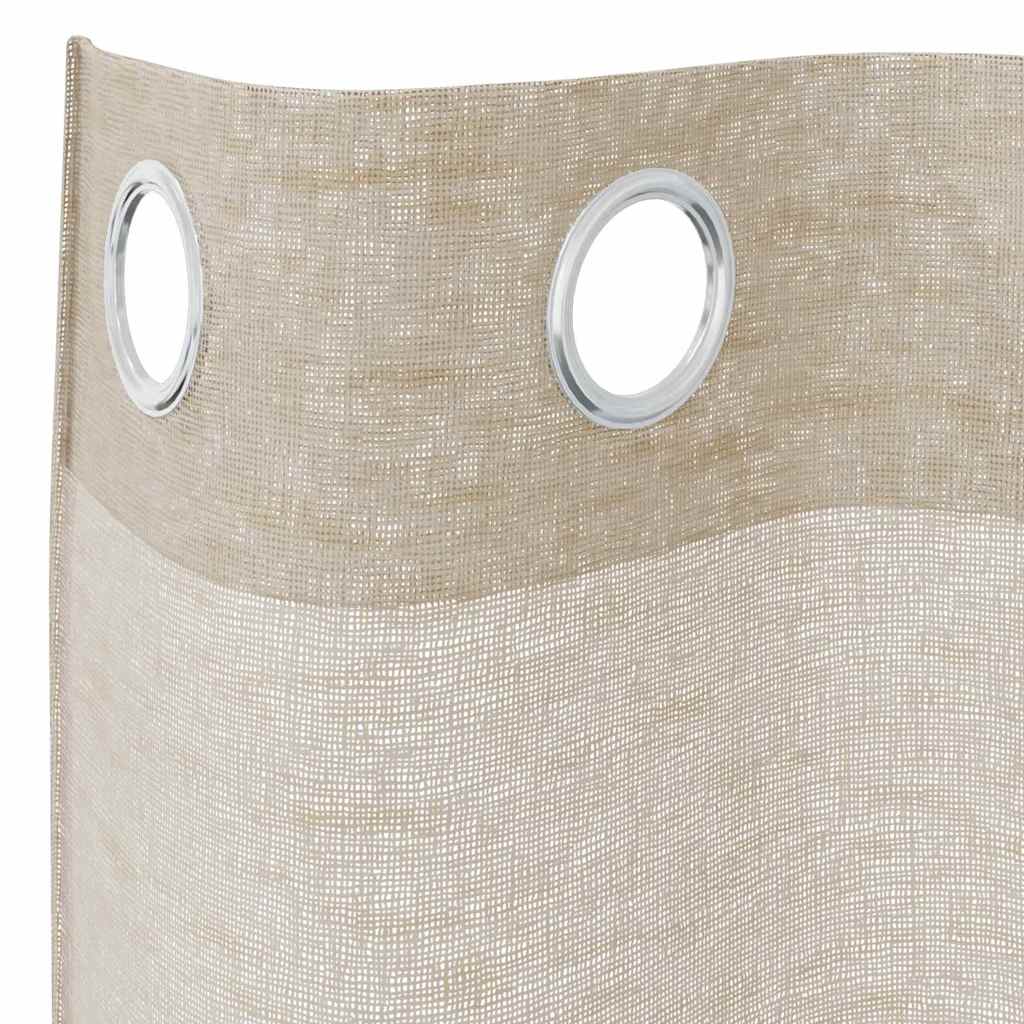 Voile Gardin 2 stk. Sandfarvet 225 x 140 cm Polyester