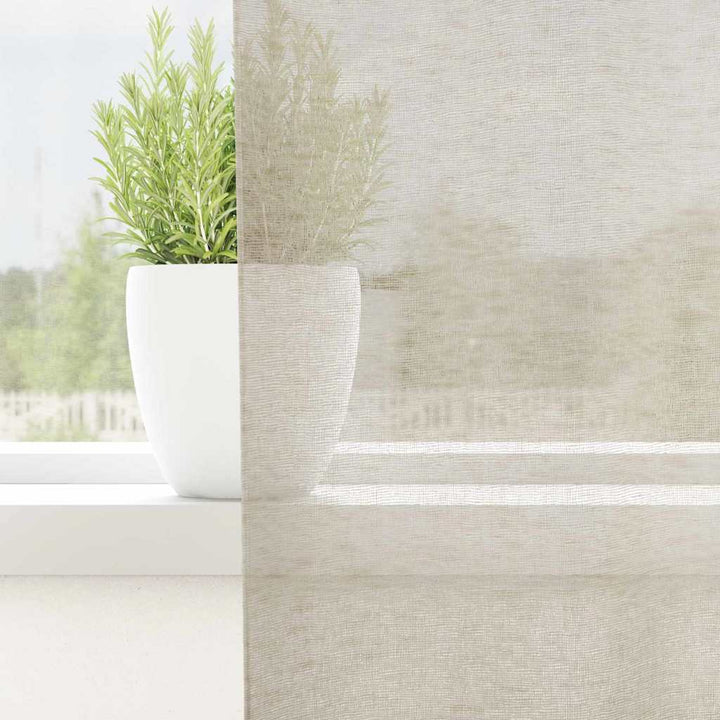 Voile Gardin 2 stk. Sandfarvet 225 x 140 cm Polyester