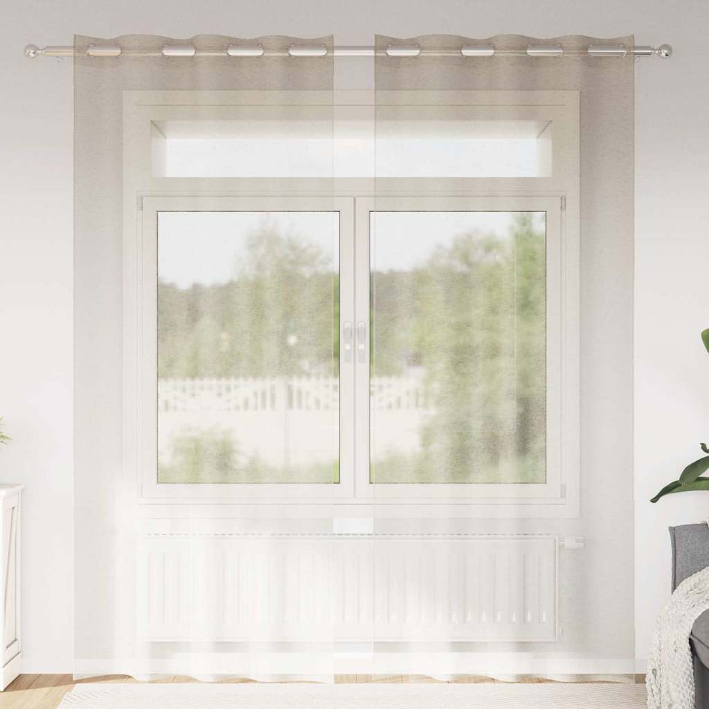 Voile Gardin 2 stk. Sandfarvet 225 x 140 cm Polyester