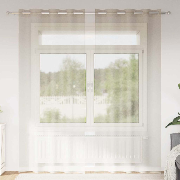 Voile Gardin 2 stk. Sandfarvet 225 x 140 cm Polyester