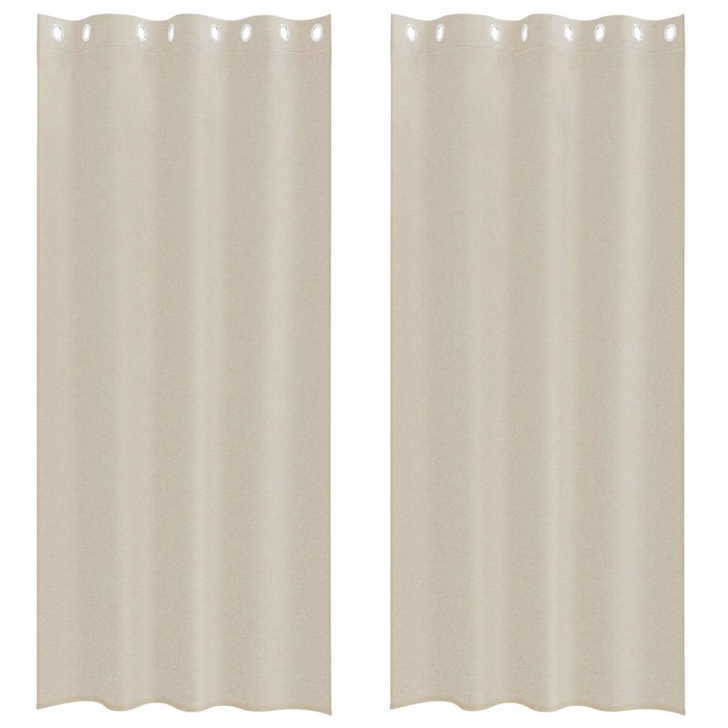 Voile Gardin 2 stk. Sandfarvet 225 x 140 cm Polyester