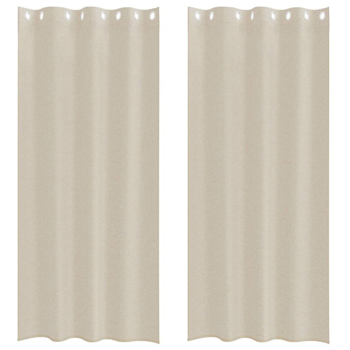 Voile Gardin 2 stk. Sandfarvet 225 x 140 cm Polyester