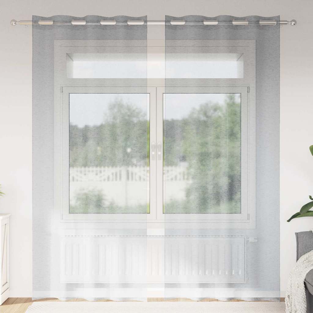 Voile Gardin med gardiner 2 pcs Mørkegrå 225 x 140 cm Polyester