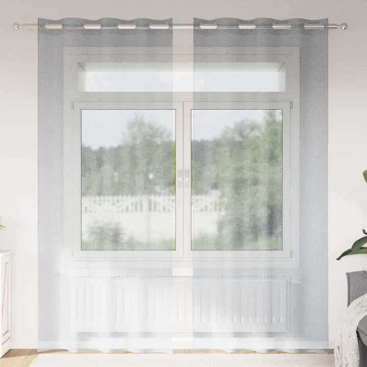 Voile Gardin med gardiner 2 pcs Mørkegrå 225 x 140 cm Polyester