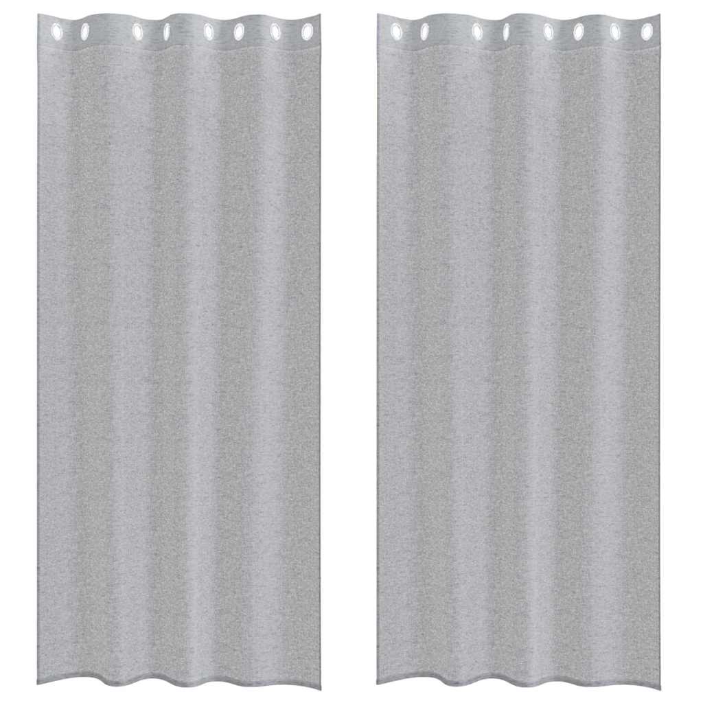 Voile Gardin 2 stk. Mørkegrå 225 x 140 cm Polyester