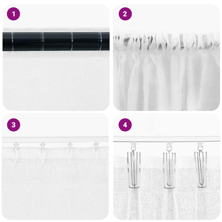 Voile Gardin med gardiner 2 pcs Hvid 175 x 140 cm Polyester