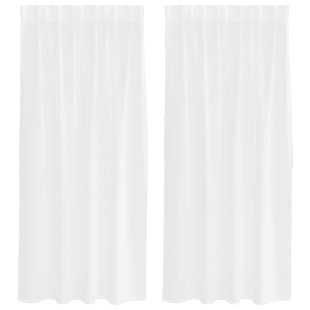 Voile Gardin med gardiner 2 pcs Hvid 175 x 140 cm Polyester