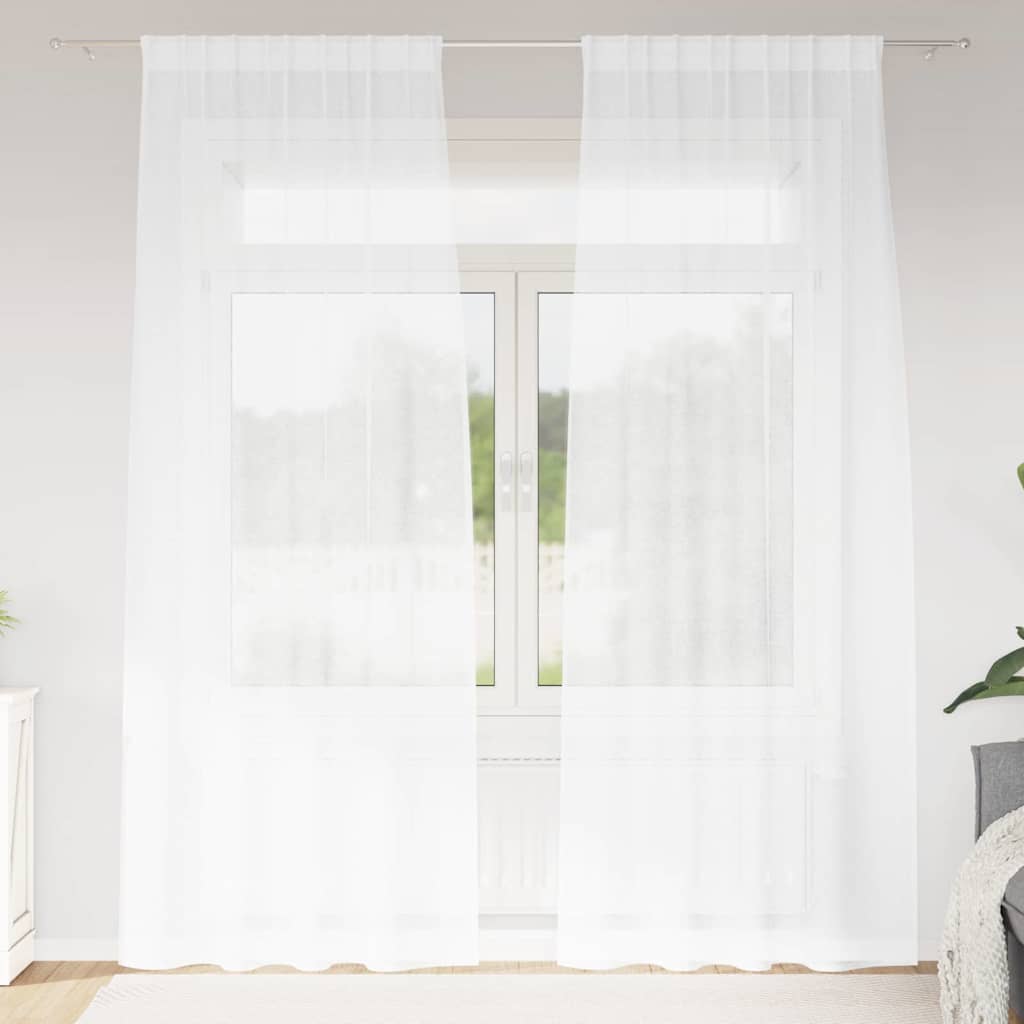 Voile Gardin 2 stk. Hvid 245 x 140 cm Polyester