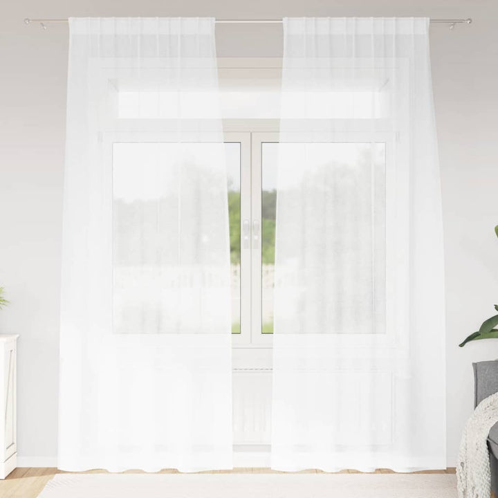 Voile Gardin 2 stk. Hvid 260 x 140 cm Polyester
