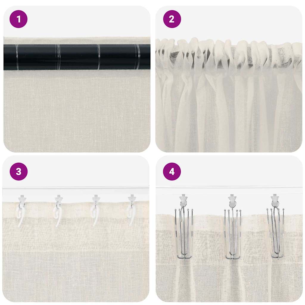 Voile Gardin med gardiner 2 pcs Creme 175 x 140 cm Polyester