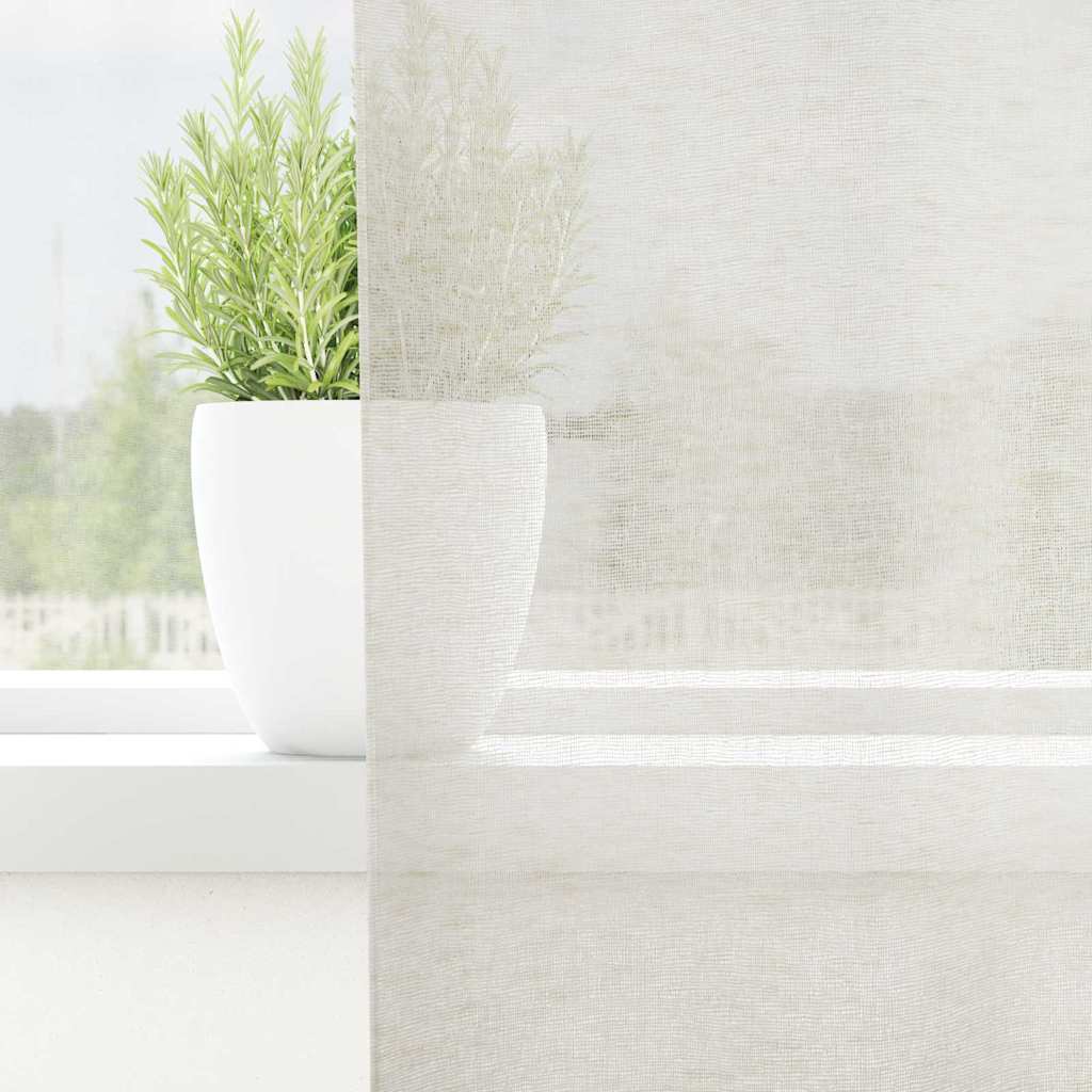 Voile Gardin med gardiner 2 pcs Creme 175 x 140 cm Polyester