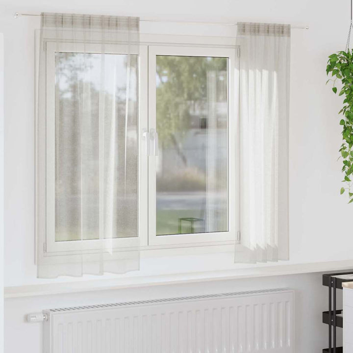 Voile Gardin med gardiner 2 pcs Creme 175 x 140 cm Polyester