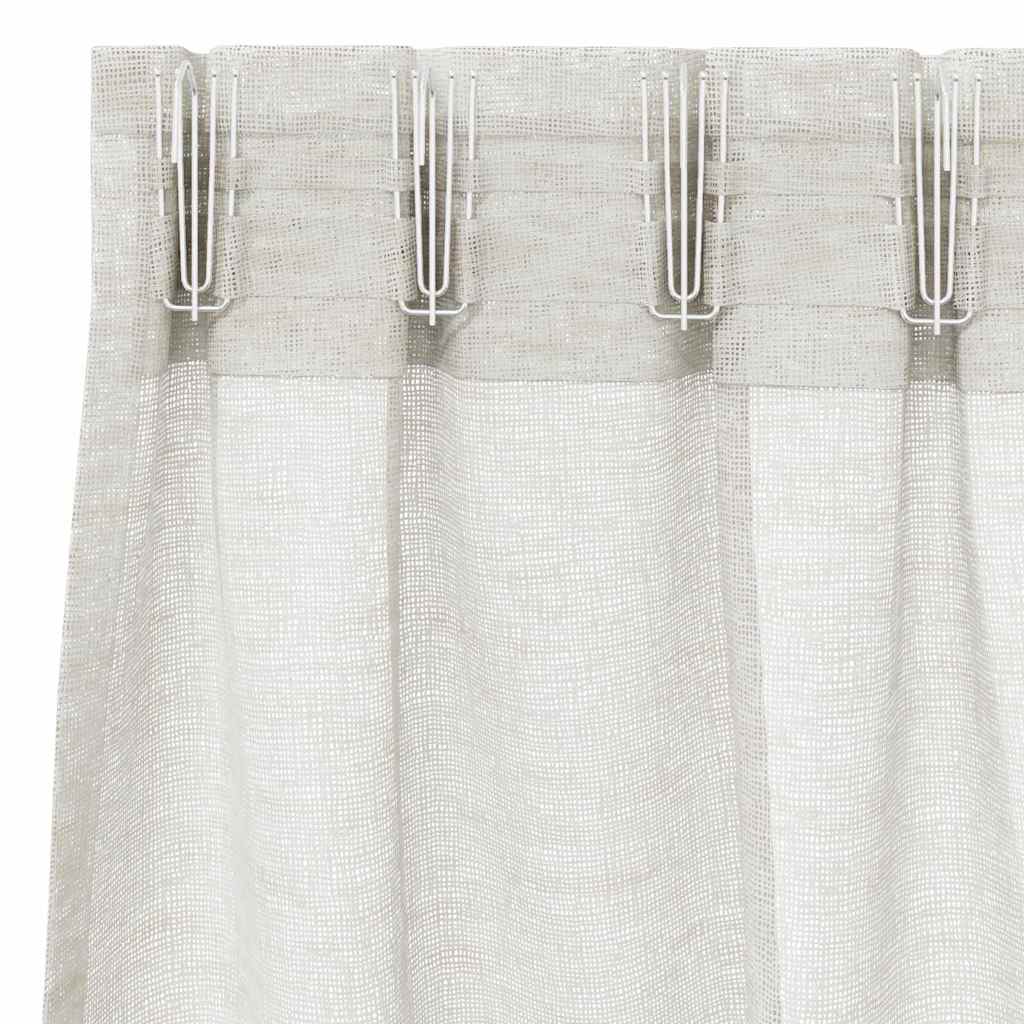 Voile Gardin med gardiner 2 pcs Creme 260 x 140 cm Polyester