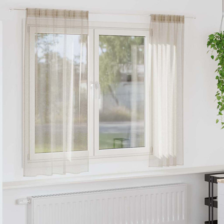 Voile Gardin 2 stk. Sandfarvet 175 x 140 cm Polyester