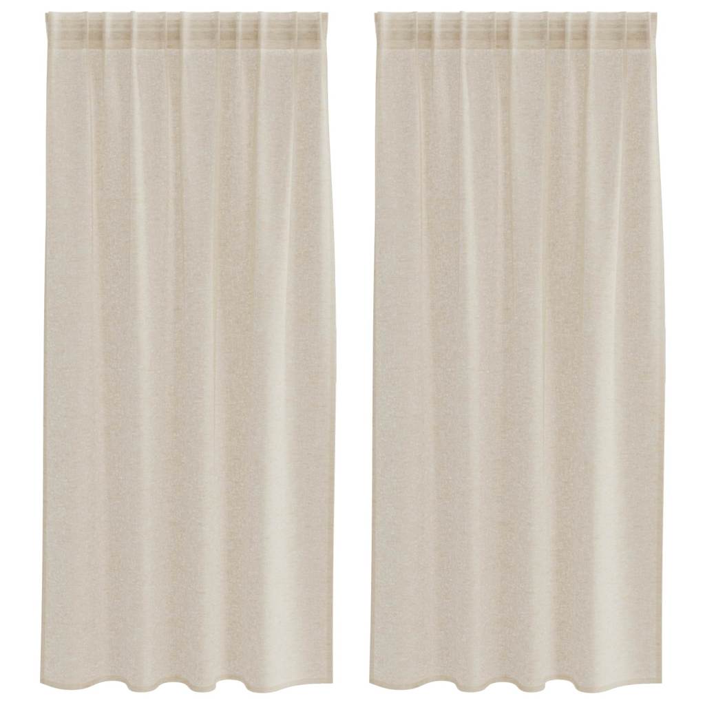 Voile Gardin 2 stk. Sandfarvet 175 x 140 cm Polyester