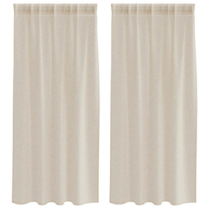 Voile Gardin 2 stk. Sandfarvet 175 x 140 cm Polyester