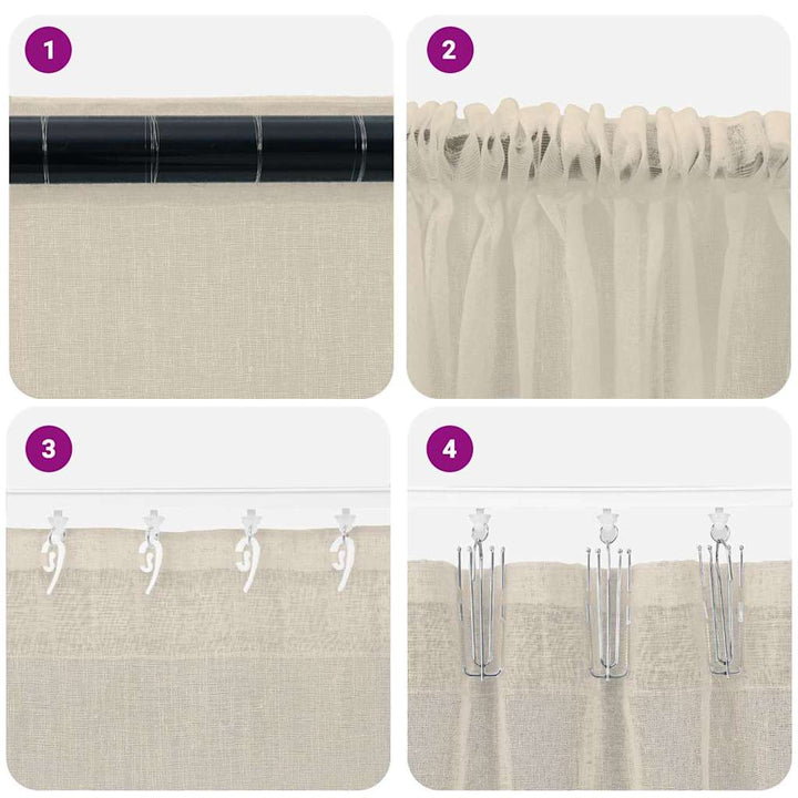Voile Gardin 2 stk. Sandfarvet 260 x 140 cm Polyester