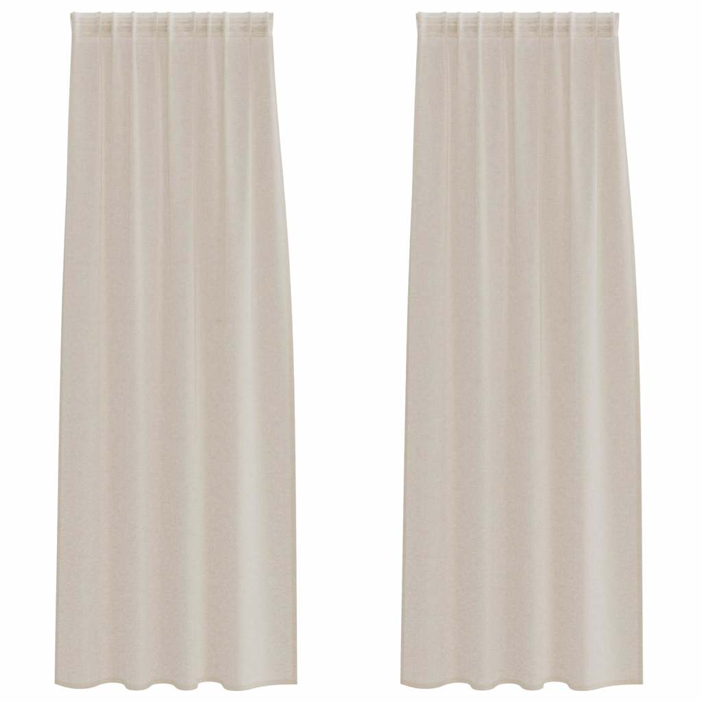 Voile Gardin 2 stk. Sandfarvet 260 x 140 cm Polyester