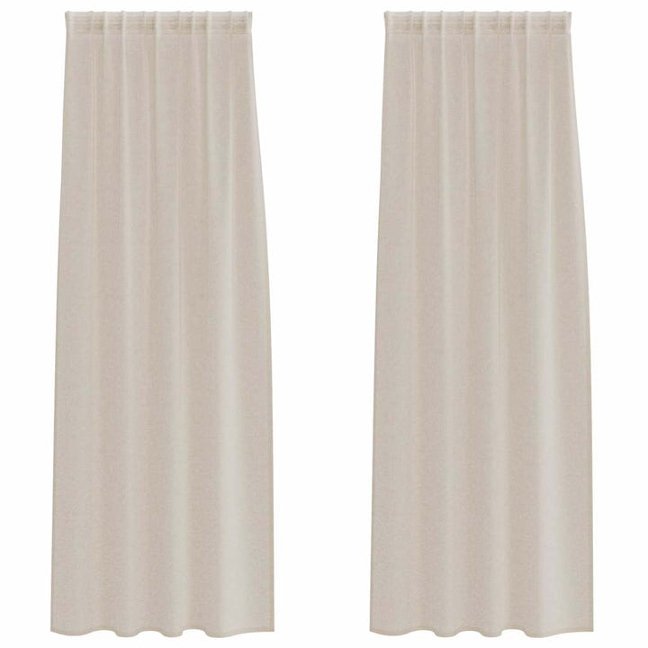 Voile Gardin 2 stk. Sandfarvet 260 x 140 cm Polyester