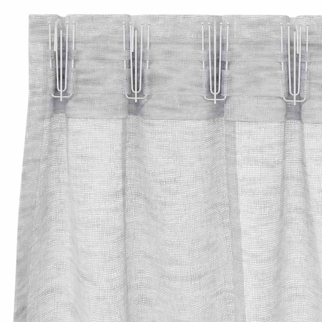 Voile Gardin med gardiner 2 pcs Lysegrå 175 x 140 cm Polyester