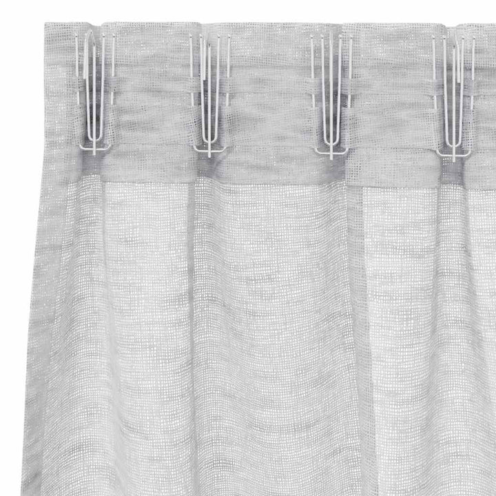 Voile Gardin med gardiner 2 pcs Lysegrå 175 x 140 cm Polyester
