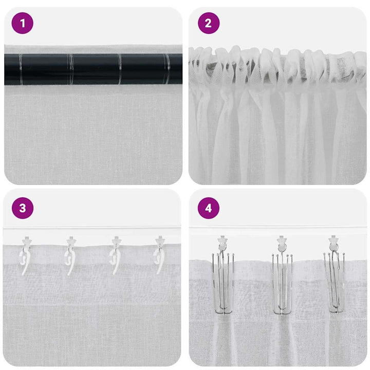 Voile Gardin med gardiner 2 pcs Lysegrå 175 x 140 cm Polyester