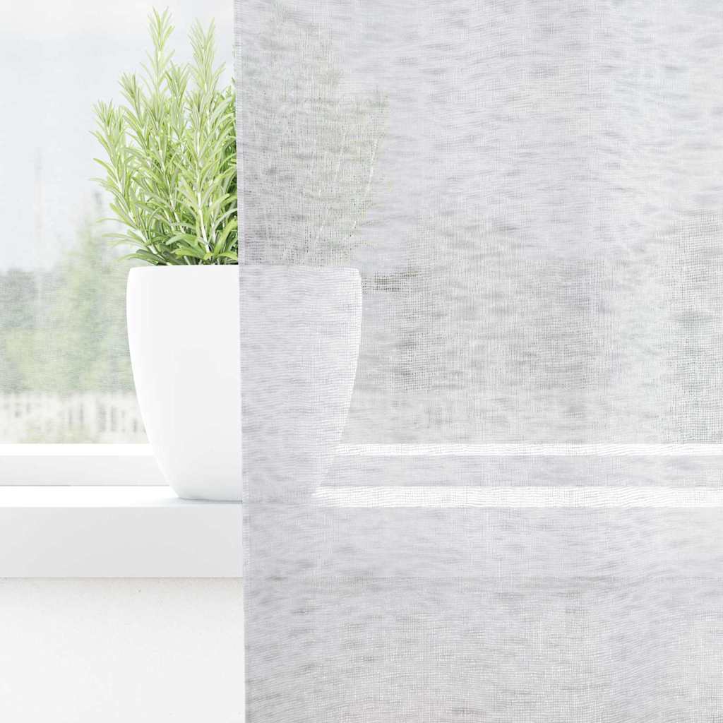 Voile Gardin med gardiner 2 pcs Lysegrå 175 x 140 cm Polyester