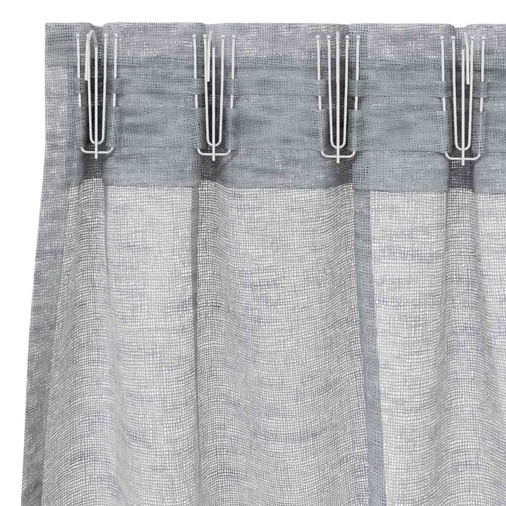 Voile Gardin med gardiner 2 pcs Mørkegrå 140 x 140 cm Polyester
