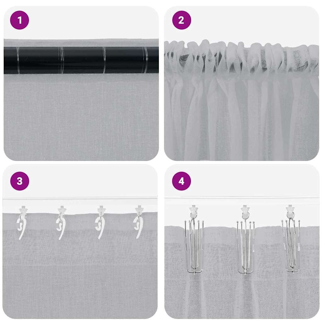 Voile Gardin med gardiner 2 pcs Mørkegrå 140 x 140 cm Polyester