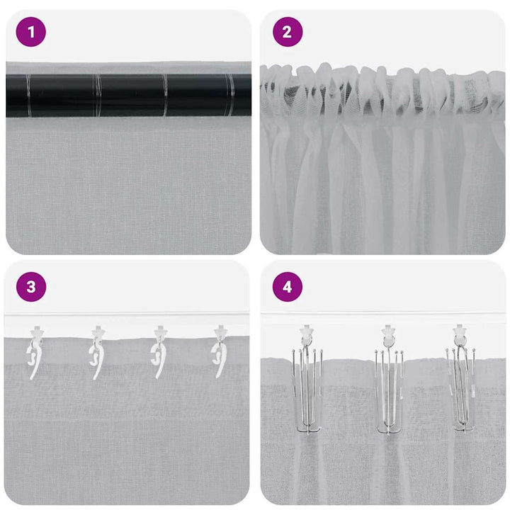 Voile Gardin med gardiner 2 pcs Mørkegrå 140 x 140 cm Polyester