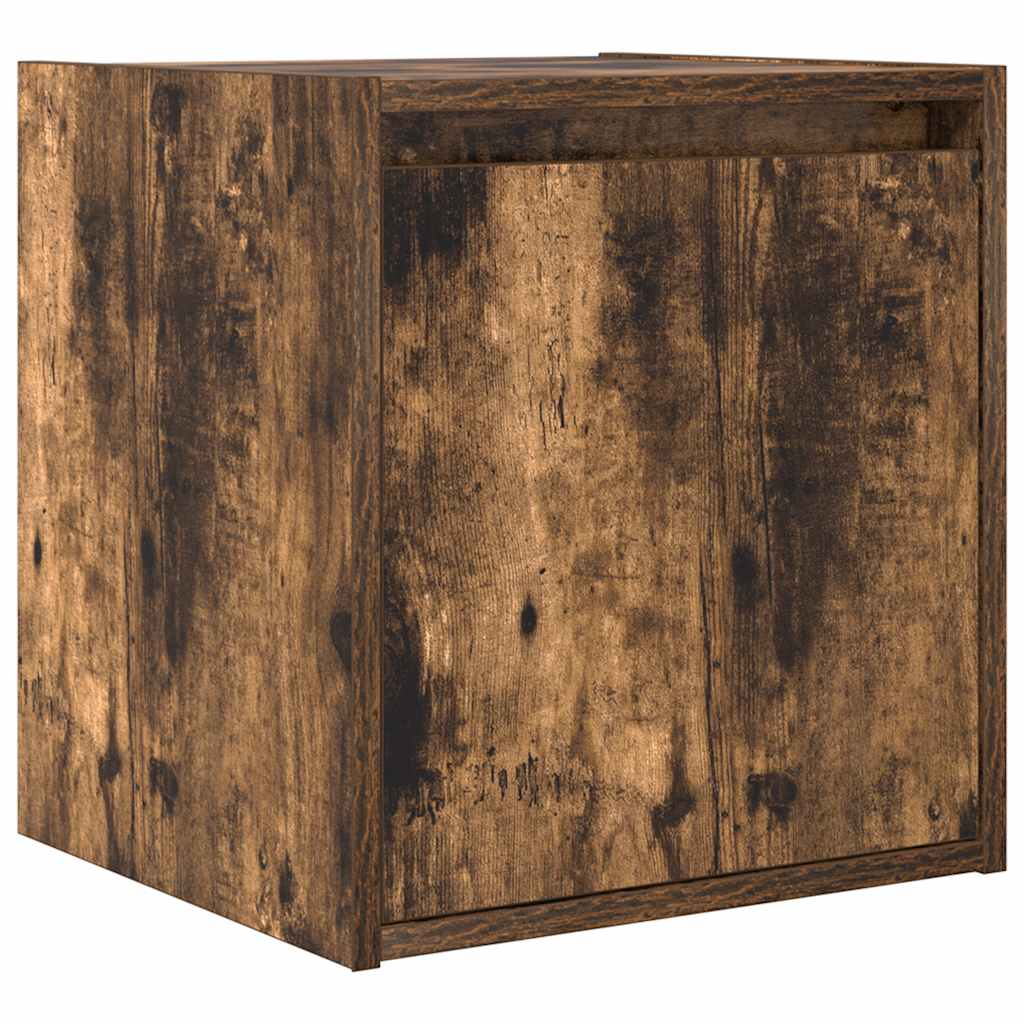 væghængt sengebord 38x34x40 cm røget egetræsfarve