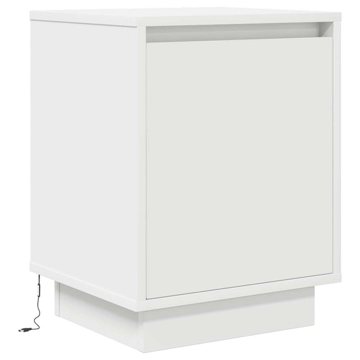 Sengeskab med LED-lys Hvid 38x34x50 cm