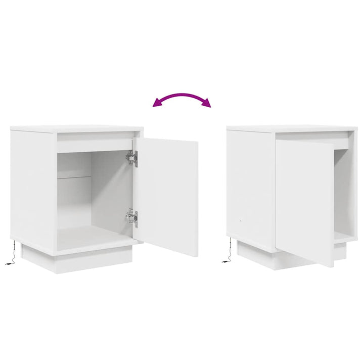 Sengeskab med LED-lys Hvid 38x34x50 cm