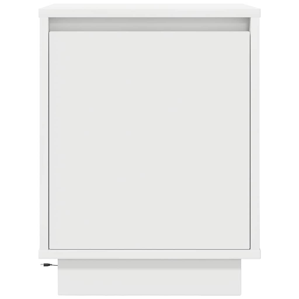 sengeskabe 2 stk. med LED-lys 38x34x50 cm hvid