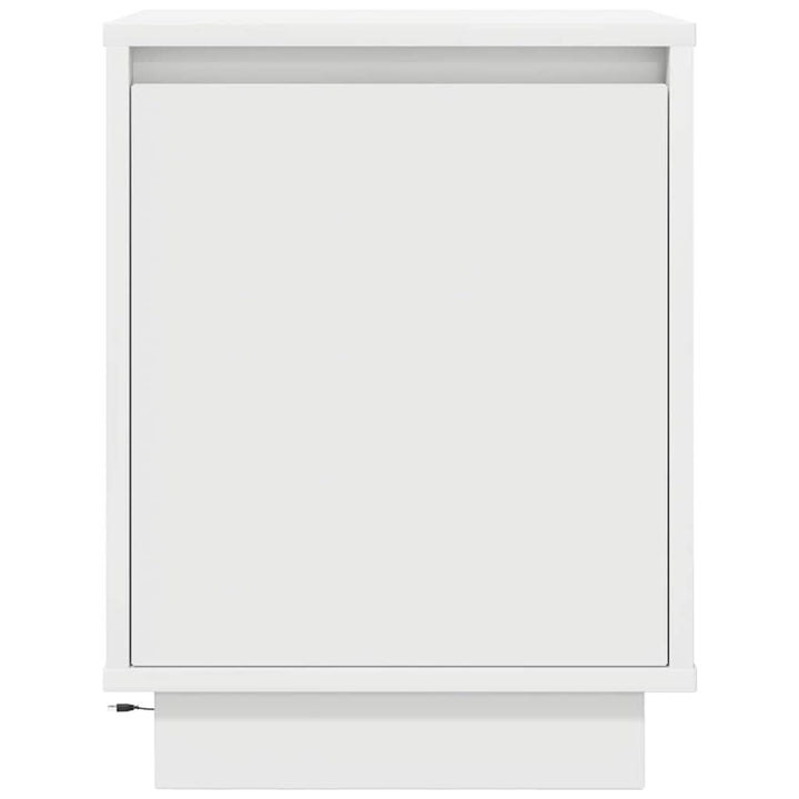 sengeskabe 2 stk. med LED-lys 38x34x50 cm hvid