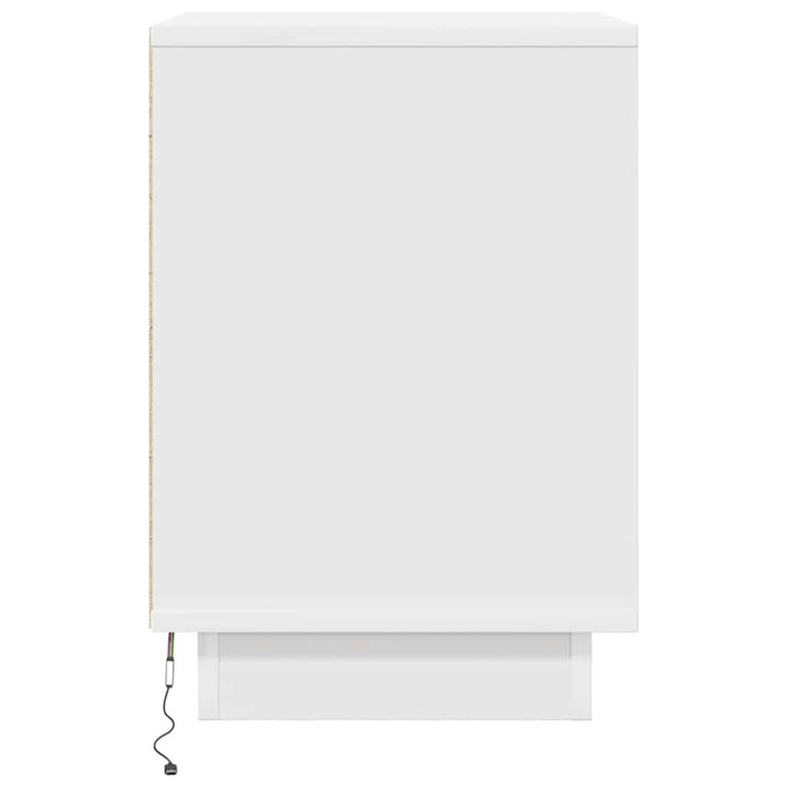 sengeskabe 2 stk. med LED-lys 38x34x50 cm hvid