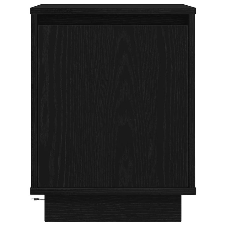Sengeskab med LED-lys Sort 38x34x50 cm
