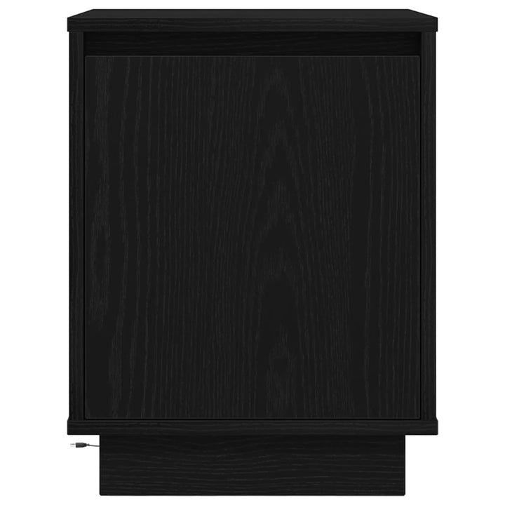 Sengeskab med LED-lys Sort 38x34x50 cm