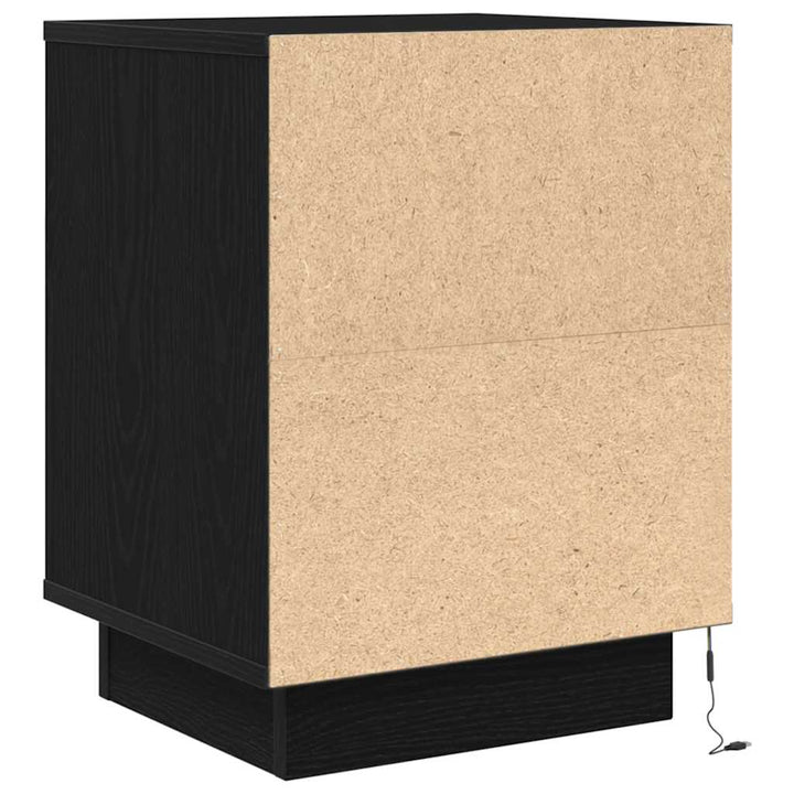 Sengeskab med LED-lys Sort 38x34x50 cm