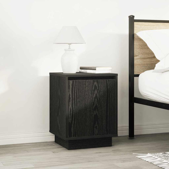 sengeskabe 2 stk. med LED-lys 38x34x50 cm sort
