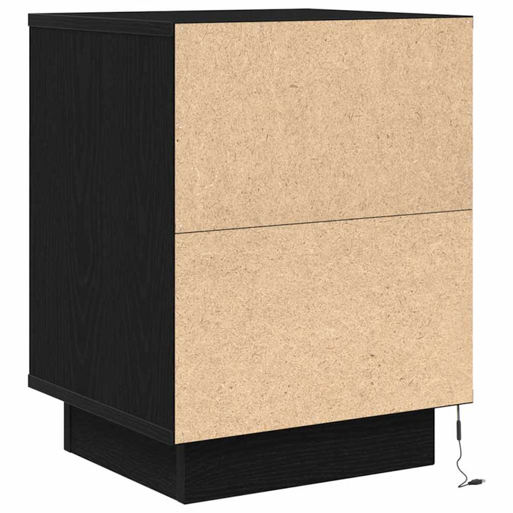 sengeskabe 2 stk. med LED-lys 38x34x50 cm sort